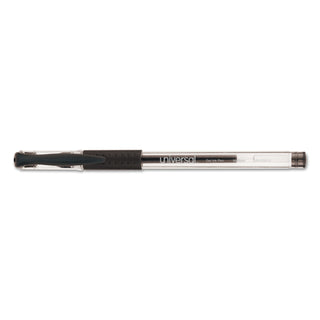 Universal® Comfort Grip Gel Pen, Stick, Medium 0.7 mm, Black Ink, Clear Barrel, Dozen (UNV39510)