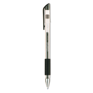 Universal® Comfort Grip Gel Pen, Stick, Medium 0.7 mm, Black Ink, Clear Barrel, Dozen (UNV39510)