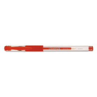 Universal® Comfort Grip Gel Pen, Stick, Medium 0.7 mm, Red Ink, Clear Barrel, Dozen (UNV39512)