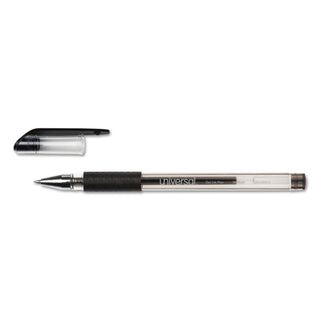 Universal® Comfort Grip Gel Pen, Stick, Medium 0.7 mm, Black Ink, Clear Barrel, Dozen (UNV39510)