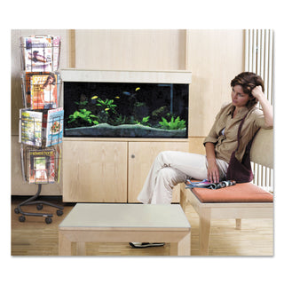 Safco® Wire Rotary Display Racks, 16 Compartments, 15w x 15d x 60h, Charcoal (SAF4139CH)