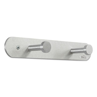 Safco® Nail Head Wall Coat Rack, Two Hooks, Metal, 12w x 2.75d x 2h, Satin (SAF4200)