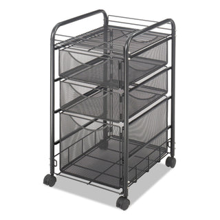 Safco® Onyx Mesh Mobile File With Two Supply Drawers, 15.75w x 17d x 27h, Black (SAF5213BL)