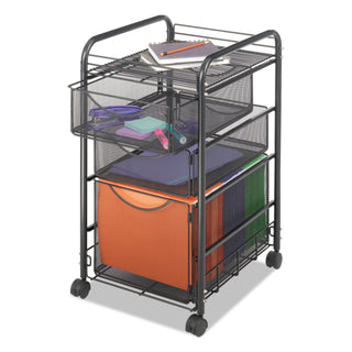 Safco® Onyx Mesh Mobile File With Two Supply Drawers, 15.75w x 17d x 27h, Black (SAF5213BL)