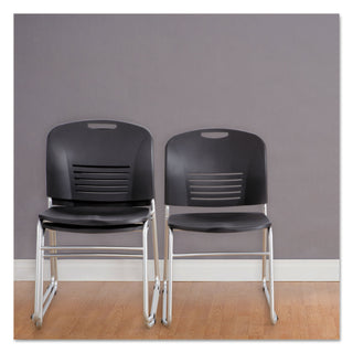 Safco® Vy Series Stack Chairs, Black Seat/Black Back, Silver Base, 2/Carton (SAF4292BL)