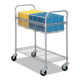 Safco® Wire Mail Cart, 600-lb Capacity, 18.75w x 39d x 38.5h, Metallic Gray (SAF5236GR)