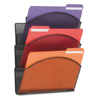 Safco® Onyx Steel Triple Wall Pocket, Letter, Black, 12 x 3 1/4 x 17 1/4 (SAF5652BL)