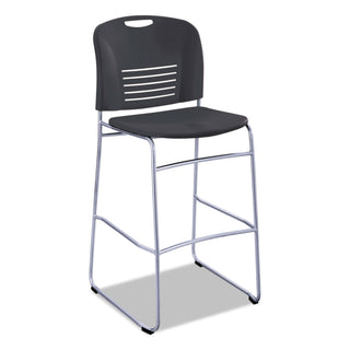 Safco® Vy Sled Base Bistro Chair, Black Seat/Black Back, Silver Base (SAF4295BL)