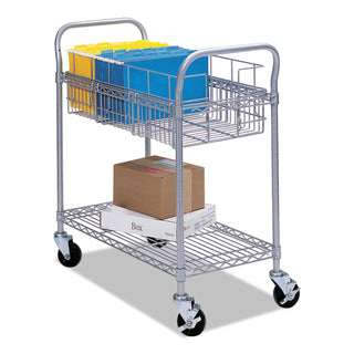 Safco® Wire Mail Cart, 600-lb Capacity, 18.75w x 26.75d x 38.5h, Metallic Gray (SAF5235GR)