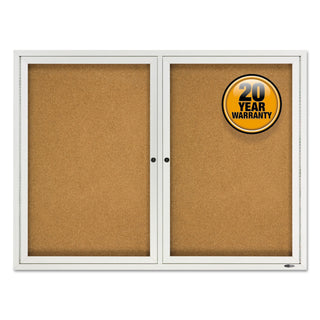 Quartet® Enclosed Cork Bulletin Board, Cork/Fiberboard, 48" x 36", Silver Aluminum Frame (QRT2124)
