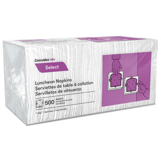 Cascades PRO Select Luncheon Napkins, 1 Ply, 11 1/4 x 12 1/2, White, 500/Pack, 6000/Carton (CSDN020)