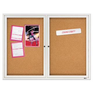 Quartet® Enclosed Cork Bulletin Board, Cork/Fiberboard, 48" x 36", Silver Aluminum Frame (QRT2124)