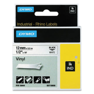 DYMO® Label, Vinyl, Industrial, 1/2", 18', White (DYM18444)