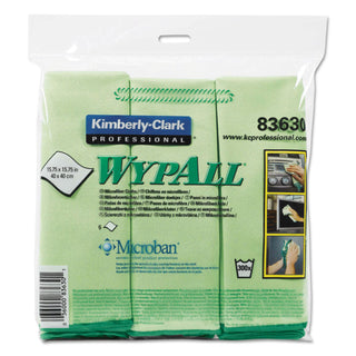 WypAll® Microfiber Cloths, Reusable, 15.75 x 15.75, Green, 6/Pack (KIM83630)