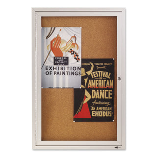 Quartet® Enclosed Bulletin Board, Natural Cork/Fiberboard, 24 x 36, Silver Aluminum Frame (QRT2363)