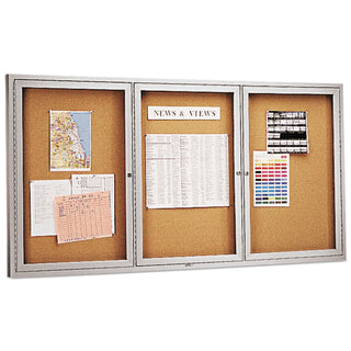 Quartet® Enclosed Bulletin Board, Natural Cork/Fiberboard, 72 x 36, Silver Aluminum Frame (QRT2366)