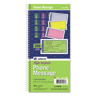 Adams® Wirebound Telephone Message Book, Two-Part Carbonless, 200 Forms (ABFSC1153RB)