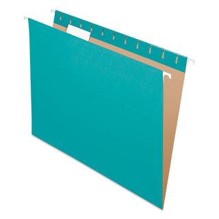 Pendaflex® Colored Hanging Folders, Letter Size, 1/5-Cut Tab, Aqua, 25/Box (ESS81616)