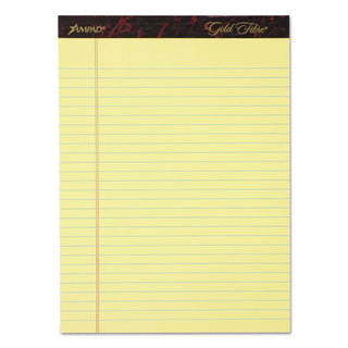 Ampad® Gold Fibre Writing Pads, Wide/Legal Rule, 50 Canary-Yellow 8.5 x 11.75 Sheets, 4/Pack (AMP20032)