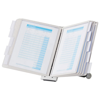 Durable® SHERPA Desk Reference System, 10 Panels, 10 x 5 7/8 x 13 1/2, Gray Borders (DBL554210)