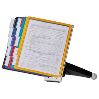 Durable® SHERPA Desk Reference System, 10 Panels, 10 x 5 5/8 x 13 7/8, Assorted Borders (DBL554200)