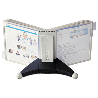 Durable® SHERPA Desk Reference System, 10 Panels, 10 x 5 7/8 x 13 1/2, Gray Borders (DBL554210)