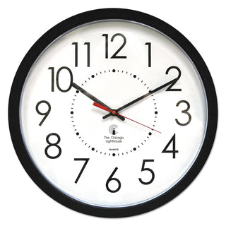 Chicago Lighthouse Electric Contemporary Clock, 14.5" Overall Diameter, Black Case, AC Powered (ILC67801103)