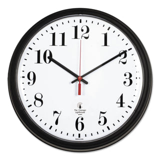 Chicago Lighthouse Black Quartz CONTRACT Clock, 13.75" Overall Diameter, Black Case, 1 AA (sold separately) (ILC67700002)