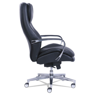La-Z-Boy® Commercial 2000 High-Back Executive Chair, Supports up to 300 lbs., Black Seat/Black Back, Silver Base (LZB48958)