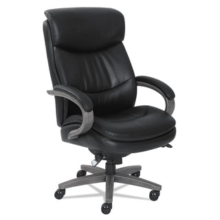 La-Z-Boy® Woodbury Big and Tall Executive Chair, Supports up to 400 lbs., Black Seat/Black Back, Weathered Gray Base (LZB48961A)
