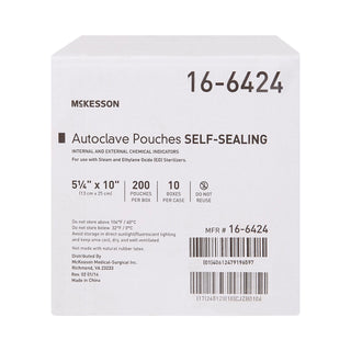 McKesson Sterilization Pouch Ethylene Oxide (EO) Gas / Steam 5-1/4 X 10 Inch Transparent Blue / White Self Seal Paper / Film (960944_CS)