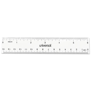 Universal® Clear Plastic Ruler, Standard/Metric, 6" Long, Clear, 2/Pack (UNV59025)