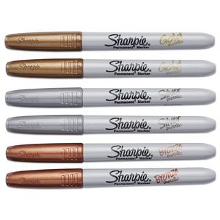 Sharpie® Metallic Fine Point Permanent Markers, Bullet Tip, Gold-Silver-Bronze, 6/Pack (SAN1829201)