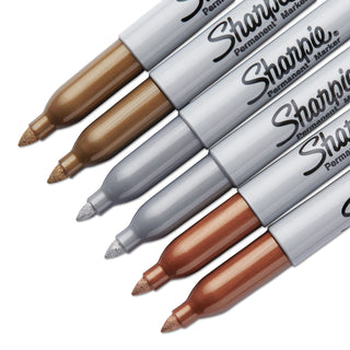Sharpie® Metallic Fine Point Permanent Markers, Bullet Tip, Gold-Silver-Bronze, 6/Pack (SAN1829201)