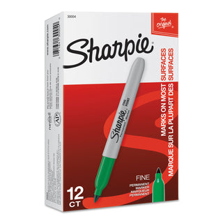 Sharpie® Fine Tip Permanent Marker, Green, Dozen (SAN30004)