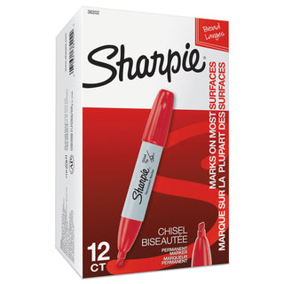 Sharpie® Chisel Tip Permanent Marker, Medium, Red, Dozen (SAN38202)