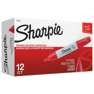 Sharpie® Chisel Tip Permanent Marker, Medium, Red, Dozen (SAN38202)