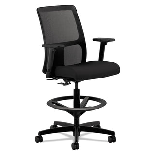 HON® Ignition Series Mesh Low-Back Task Stool, 33" Seat Height, Supports up to 300 lbs., Black Seat/Black Back, Black Base (HONIT108CU10)