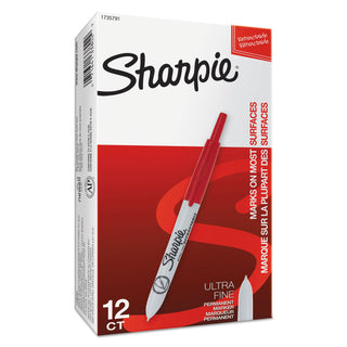 Sharpie® Retractable Permanent Marker, Extra-Fine Needle Tip, Red (SAN1735791DZ)