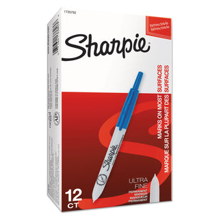 Sharpie® Sharpie Markers, Retractable, Ultra Fine, 12/BX, Blue (SAN1735792DZ)
