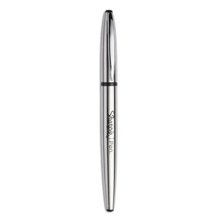 Sharpie® Stainless Steel Porous Point Pen, Stick, Fine 0.5 mm, Black Ink, Brushed Silver Barrel (SAN1800702)