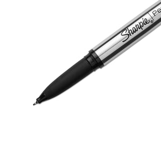 Sharpie® Stainless Steel Porous Point Pen, Stick, Fine 0.5 mm, Black Ink, Brushed Silver Barrel (SAN1800702)