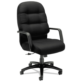 HON® Pillow-Soft 2090 Series Executive High-Back Swivel/Tilt Chair, Supports up to 300 lbs., Black Seat/Black Back, Black Base (HON2091CU10T)