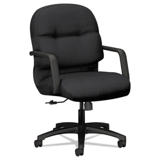 HON® Pillow-Soft 2090 Series Managerial Mid-Back Swivel/Tilt Chair, Supports up to 300 lbs., Black Seat/Black Back, Black Base (HON2092CU10T)