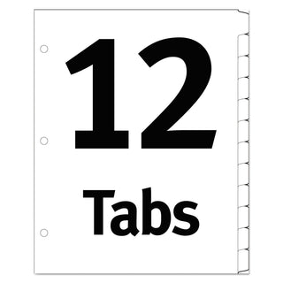 Office Essentials™ Table 'n Tabs Dividers, 12-Tab, Jan. to Dec., 11 x 8.5, White, 1 Set (AVE11679)