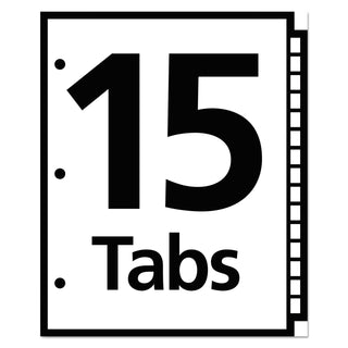 Office Essentials™ Table 'n Tabs Dividers, 15-Tab, 1 to 15, 11 x 8.5, White, 1 Set (AVE11675)