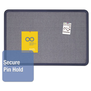 Quartet® Contour Fabric Bulletin Board, 48 x 36, Light Blue, Plastic Navy Blue Frame (QRT7694BE)