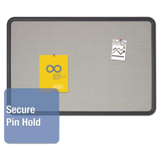 Quartet® Contour Fabric Bulletin Board, 48 x 36, Gray Surface, Black Plastic Frame (QRT7694G)