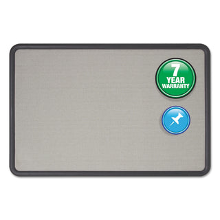 Quartet® Contour Fabric Bulletin Board, 48 x 36, Gray Surface, Black Plastic Frame (QRT7694G)
