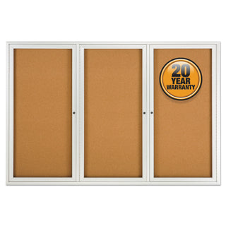 Quartet® Enclosed Bulletin Board, Natural Cork/Fiberboard, 72 x 48, Silver Aluminum Frame (QRT2367)